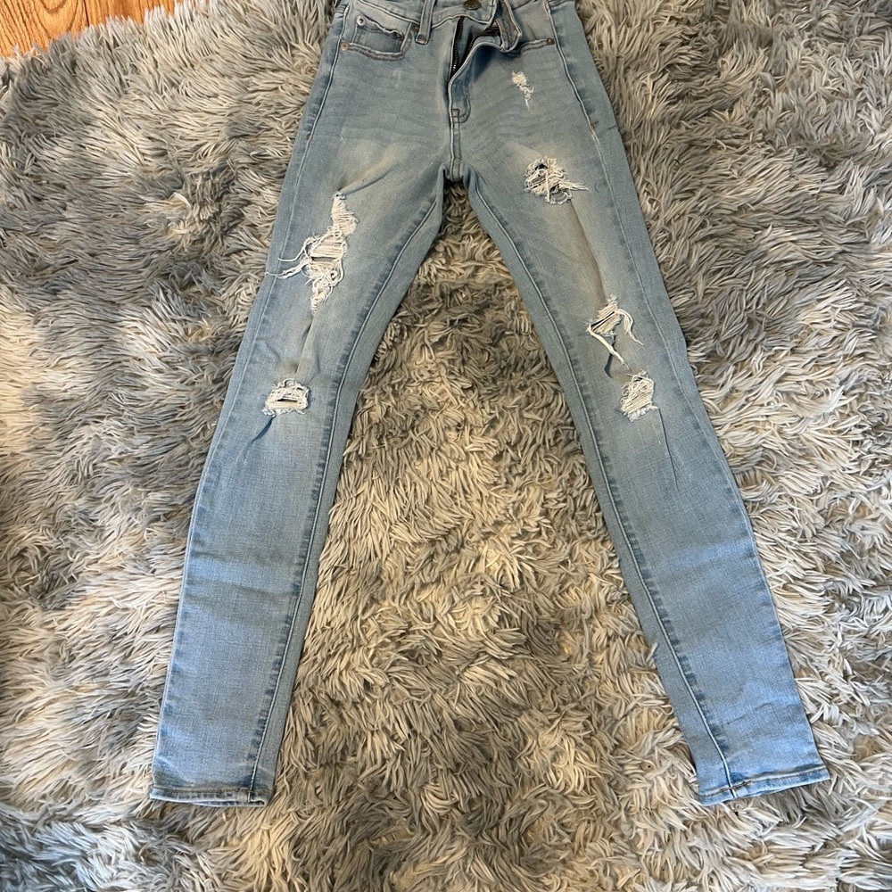 Aeropostale Light Blue Distressed Skinny Jeans